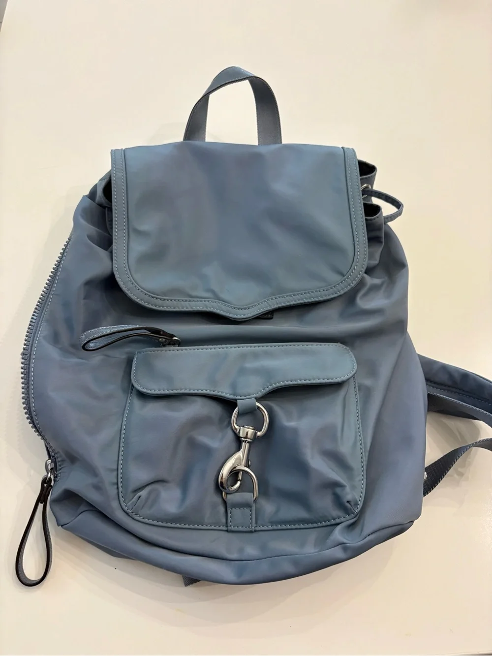 Rebecca Minkoff Bike Share Nylon Backpack Dusty Blue Utility Travel Bag